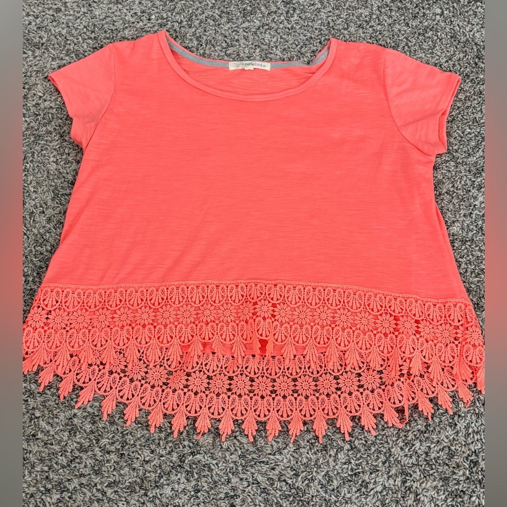 Rewind Coral Lace Hem Crop Top